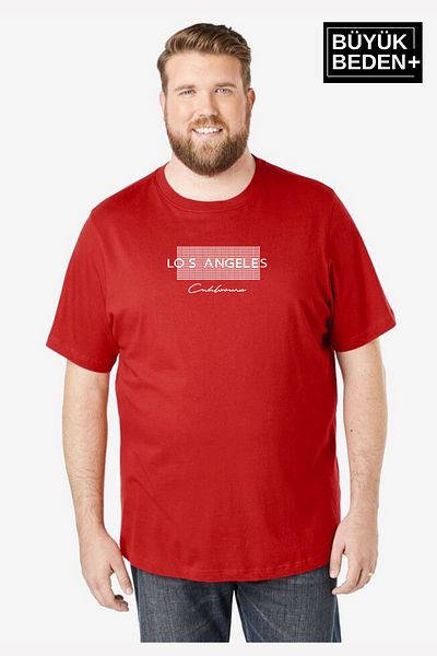 Superlife Ανδρικό μπλουζάκι Superlife μεγάλου μεγέθους Las Angeles με στάμπα με λαιμόκοψη SPR25BT909