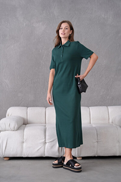 Park Karon Поло з коротким рукавом, розрізом і неформальним трикотажним платтям