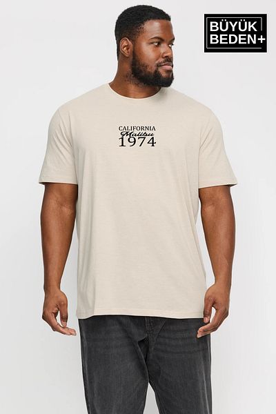 Superlife Ανδρικό μπλουζάκι Superlife μεγάλου μεγέθους California 1974 με στάμπα με λαιμόκοψη SPR25BTS906