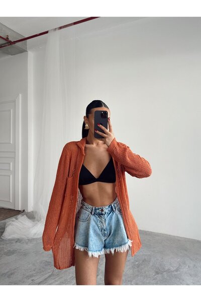 mydukkan.co Cardigan Beyli Ajur cu guler polo