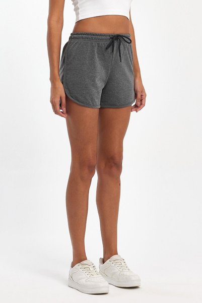 mmetalic Women's Slit Combed Cotton Fabric Regular Fit Anthracite Short Mini Casual Shorts