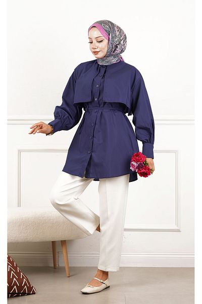 İpli Women's Bolero Detailed Waist Belted Tunic