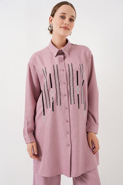 Bigdart Mintás tunika nadrág dupla szett 6720 - Dusty Rose