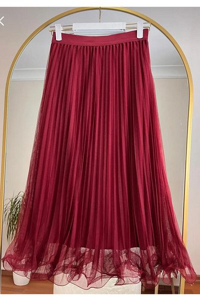 Kumaş sever Suzzana Pleated Flounce Tulle Skirt Design Standard Size Lined Does Not Show