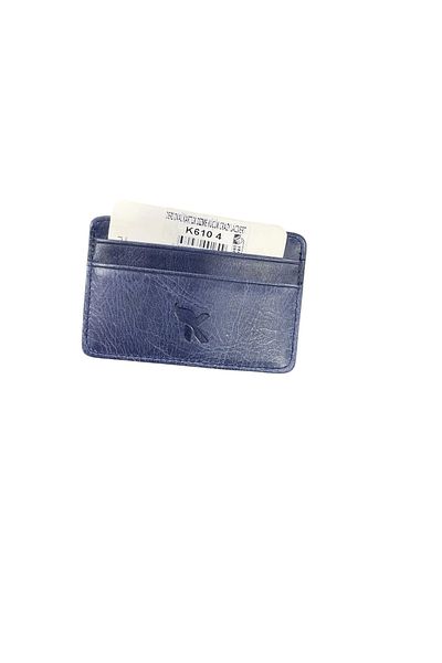 Karalı Deri Karali Leather Oval Card Holder Small Crazy Navy Blue K610-4