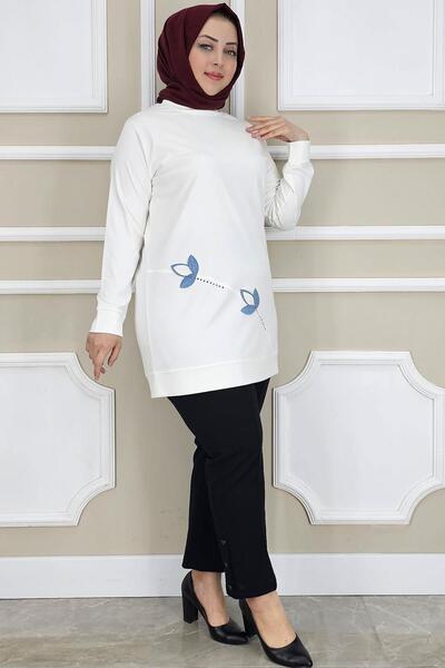 PYS KADIN ÇİÇEK DİKME DETAYLI TESETTÜR TUNİK