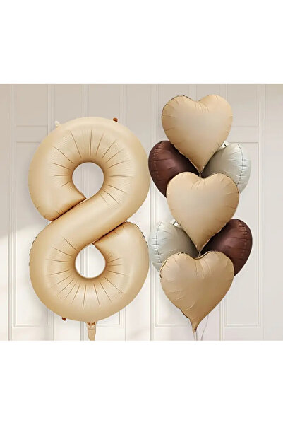 PARTİSERÜVENİ مجموعة بالونات كراميل إيج وقلب 100 سم
