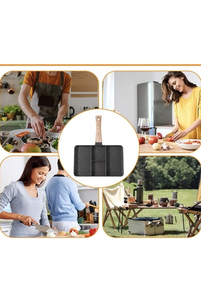 PUFO Breakfast grill pan with 4 compartments, 27 x 18 cm, black