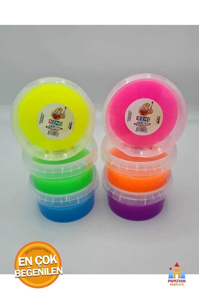 PapatyamPartiEvi 1 علبة سلايم مستديرة جاهزة - حل عملي للاستمتاع بالسلايم المل...