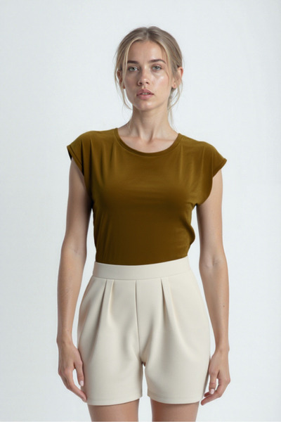 WESTMARK LONDON Milk Coffee Crew Neck Cotton Women's Short Sleeve T-Shirt Betty O-Neck Top