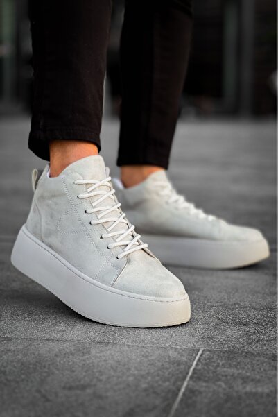 pabucmarketi Lace-Up Men's Sports Boots Gray Suede (Gray Sole)