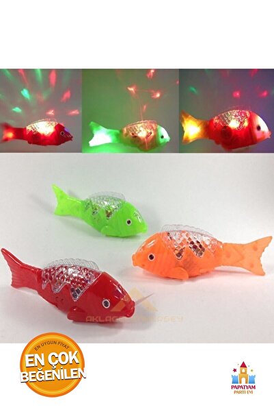 PapatyamPartiEvi Pilli Müzikli Işıklı Yürüyen Balık Oyuncak - 23 cm - Eğlenceli Hareketler