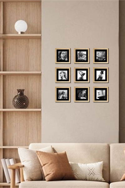 SILVERWOOD Doğal ahşap, Sök-tak, Paspartulu, 11.5 cm x 11.5 cm. Kare Fotoğraf Çerçevesi - 9'lu paket