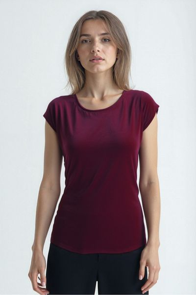 WESTMARK LONDON Red Crew Neck Cotton Women's Short Sleeve T-Shirt Betty O-Neck Top