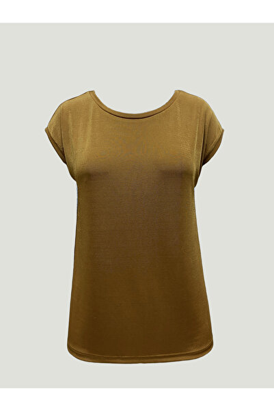 WESTMARK LONDON Χρυσό χρώμα Crew λαιμόκοψη βαμβακερό γυναικείο κοντομάνικο μπλουζάκι BETTY O-NECK TOP