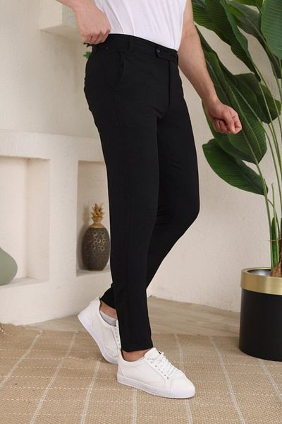 Viyamo Men's Slim Fit Lycra Ankle Length Fabric Trousers