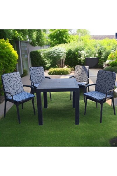 kapella Luxury Backrest Chair Cushion 6 Pieces 4cm Sponge Gray Spider Pattern