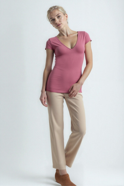 WESTMARK LONDON Pink V-Neck Short Sleeve Women's T-Shirt Valli V-Neck S/S Top