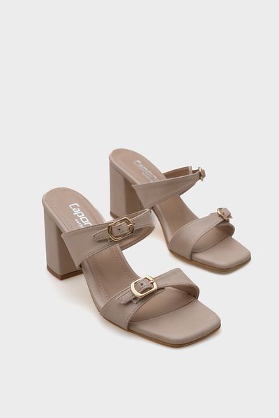 Capone Outfitters Γυναικείες παντόφλες Lenora Blunt Toe με μεσαίο τακούνι με διπλό λουράκι