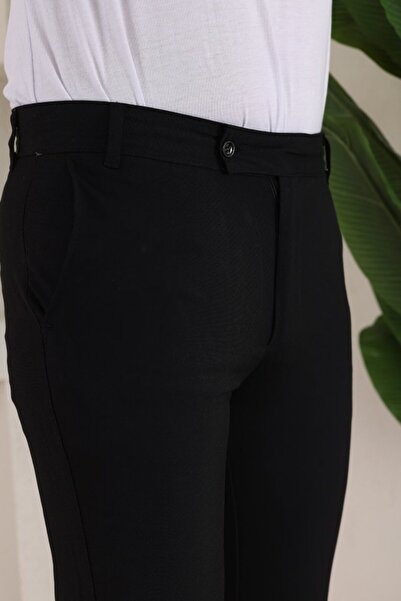 babatr.com Men's Slim Fit Lycra Ankle Length Fabric Trousers