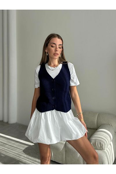 mydukkan.co Thessaloniki Knitwear Vest Navy Blue