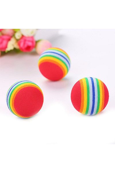 Emperium 3Pcs Rainbow Sponge Cat Dog Chew Play Ball 4.2 cm (5122)