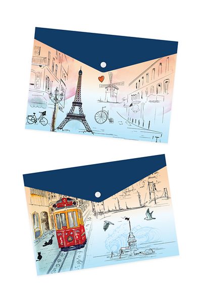 VİVA Puti Patterned A4 Snap File 2 Pieces Puti Cities