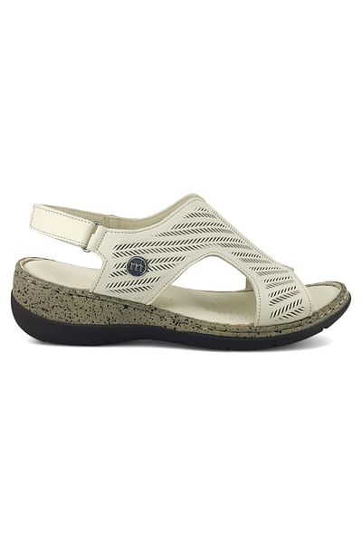 Mammamia 2880 Genuine Leather Daily Women's Sandals-Bone