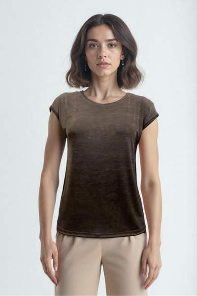 WESTMARK LONDON Brown Crew Neck Cotton Women's Short Sleeve T-Shirt Betty O-Neck Top