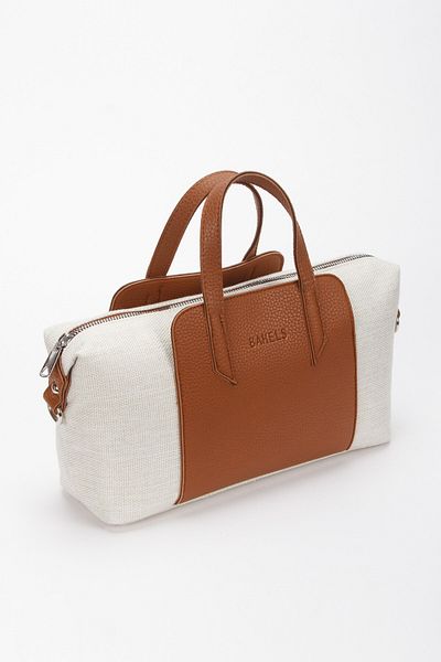 BAHELS Women's Marron Elegance Tan Canvas Leather Shoulder and Hand Bag