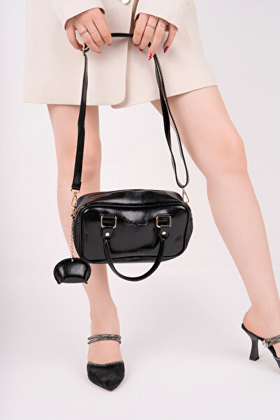 pasyone Black Patent Leather Stylish Women's Daily Shoulder Bag