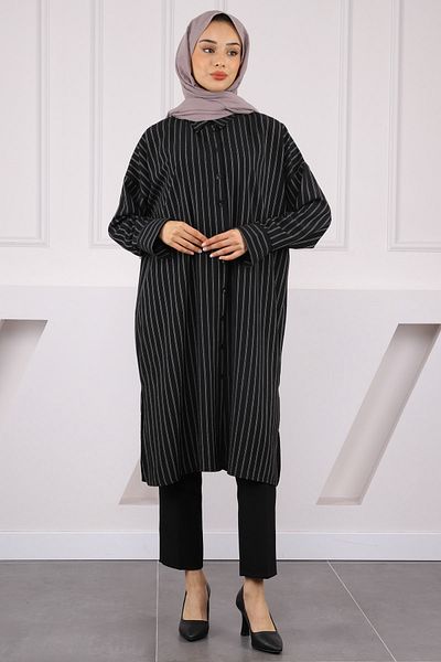 İmajButik Μαύρο ριγέ χιτώνιο χιτώνα