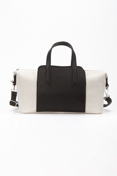 BAHELS Women's Marron Elegance Black Canvas Leather Shoulder and Hand Bag