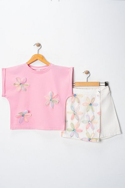 ILY Kids Floral Patterned Shorts Skirt 2-Piece Children's Set