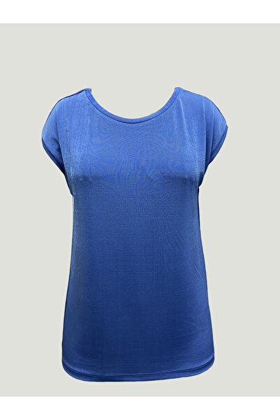 WESTMARK LONDON Ανοιχτό μπλε γυναικείο κοντομάνικο μπλουζάκι από βαμβακερό λαιμόκοψη BETTY O-NECK TOP