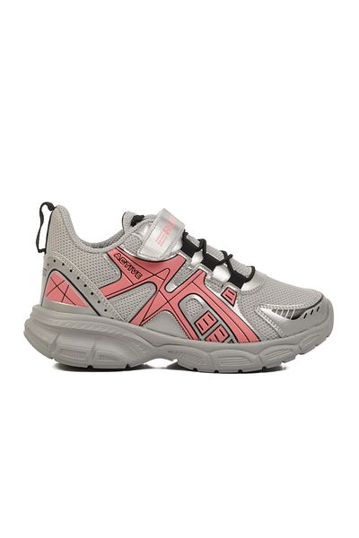 Aspor Silver Pink Velcro Mesh Lightweight Girls' Sports Shoes