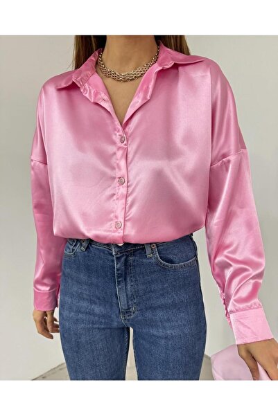 AsiaLife HAFİF DÖKÜMLÜ SATEN YÜZELİ GÖMLEK