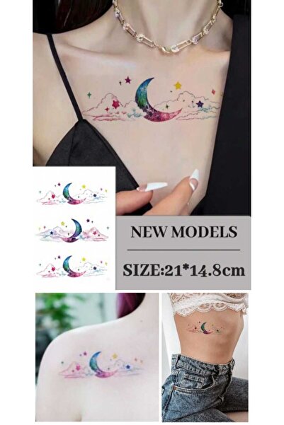 Eva Rose Ay Renkli Geçici Dövme Bilek Boyun Kol Bacak Ve Göbek bel sırt Kadın dövme Erkek dövme tottoo