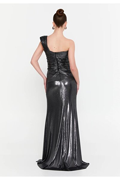 MAXXE 5989SIM TEK OMUZ ÖRME SIVAMA LAME ELBİSE