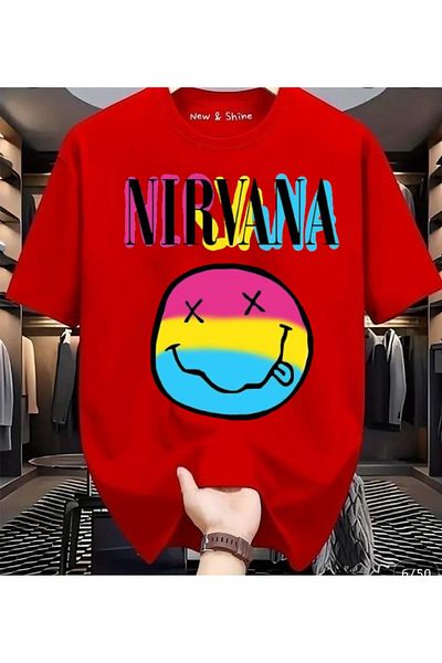 New Shine 1 T-Shirt Is a Gift for Purchases of 6 or More in the Cart - Nirvana Printed Oversize T-Shirt