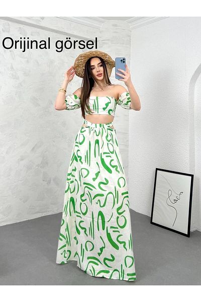 hipnoz butik Linen Women's Bustier and Skirt Set - Original Visual