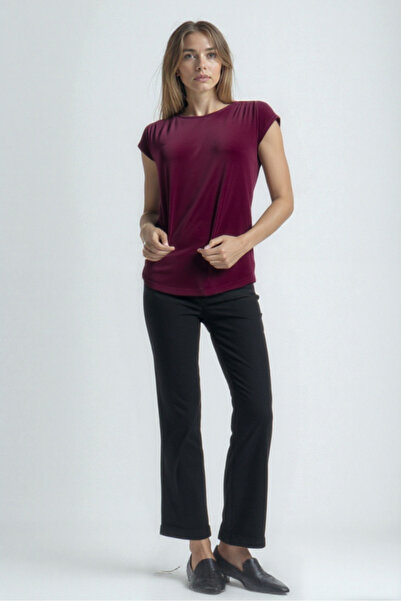 WESTMARK LONDON Red Crew Neck Cotton Women's Short Sleeve T-Shirt Betty O-Neck Top