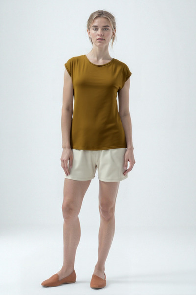 WESTMARK LONDON Milk Coffee Crew Neck Cotton Women's Short Sleeve T-Shirt Betty O-Neck Top