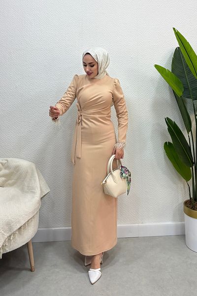 Tarzım Tuba Hira Waist Draped Dress Green