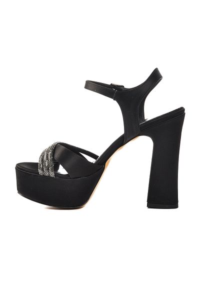 Aspor Black Satin Women's Heeled Evening Dress Shoes