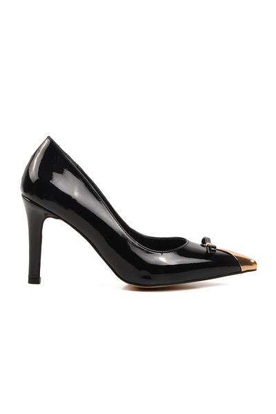 Aspor Black Patent Leather Thin Heeled Women's Evening Dress Shoes
