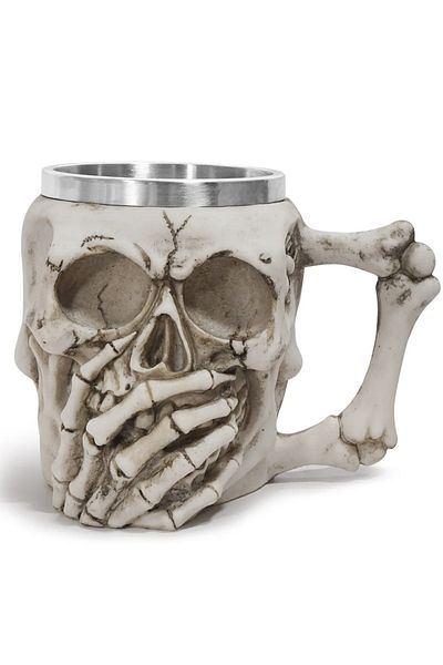 PUFO Skull Don't Speak Metal Beer Mug In The Shape Of A Skull, 380 ml