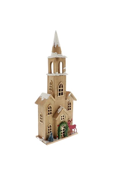 GiftExpress Medium Wooden Church with Candlestick 47 cm