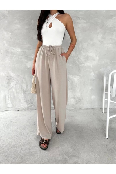 Bijuterria Ayrobin Oversize Women's Trousers - Beige