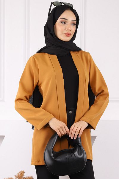 İmajButik Μπουφάν κρεπ με πέτο με σάλι